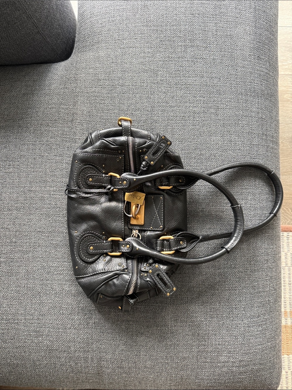 Chloe Paddington Bag Black Leather Women’s Satchel with Gold Hardware